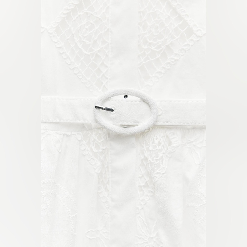 Sara white lace long sleeve maxi dress with waist belt boho summer vacation - Picture 11 of 16